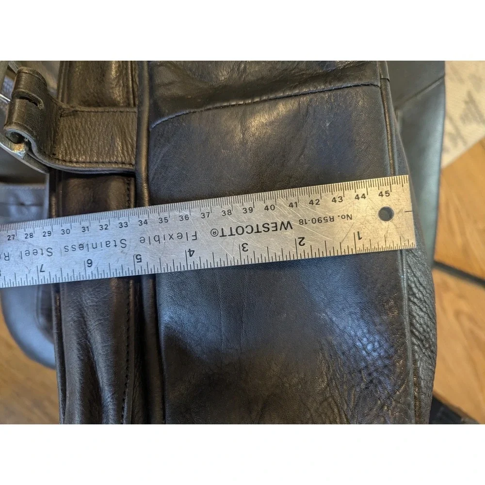 Paul B Delvaille Messenger Bag New‎ York Black Brown Leather Vtg Flap Shoulder